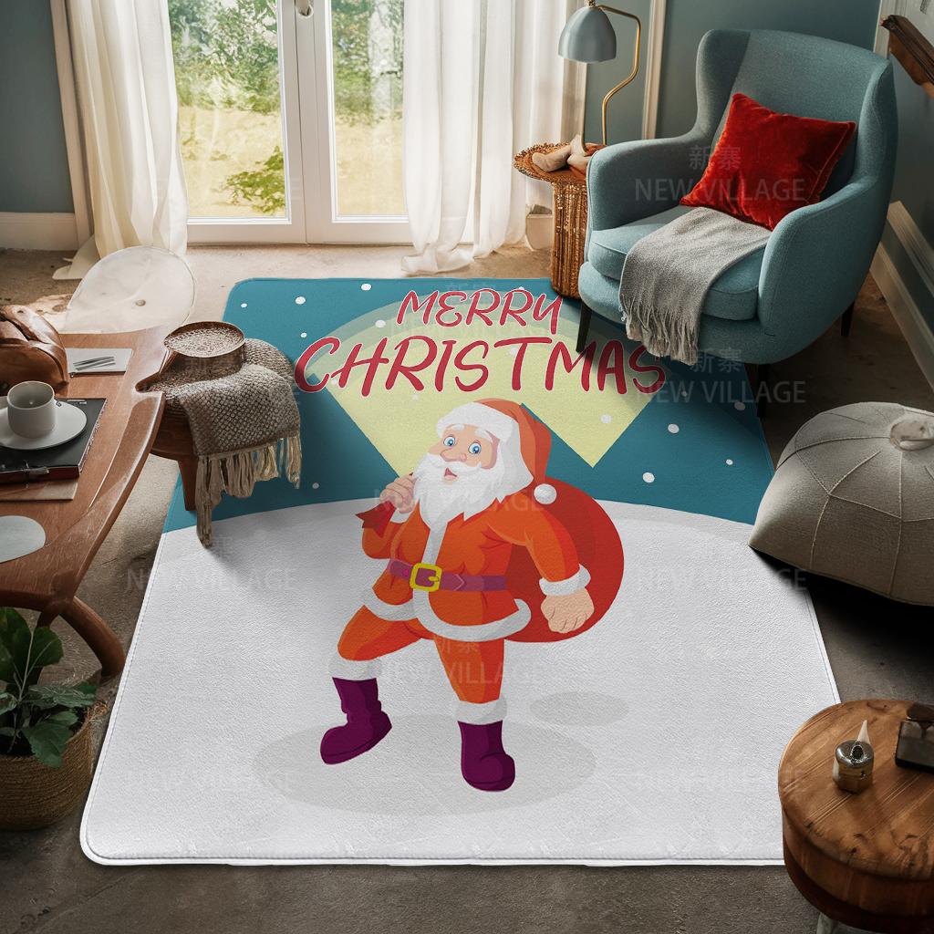 House Entrance Carpet Home Door Mat Living Room Bath Foot Bathroom Non-slip Water Absorption Rugs Bath Merry Christmas Winter