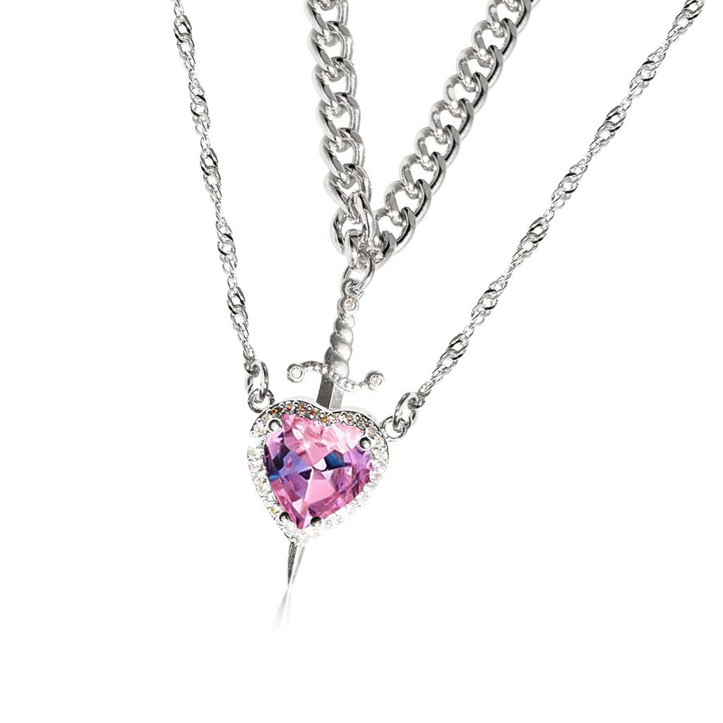 Elegant Heart Dagger Designs Necklace Charming Heart Dagger Necklace with Crystal Highlights for Special Occasions