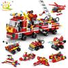 806pcs 8in1 City Fire Truck Model Building Blocks Firefighting Set Fireman Figures Bricks Construction Toy for Children