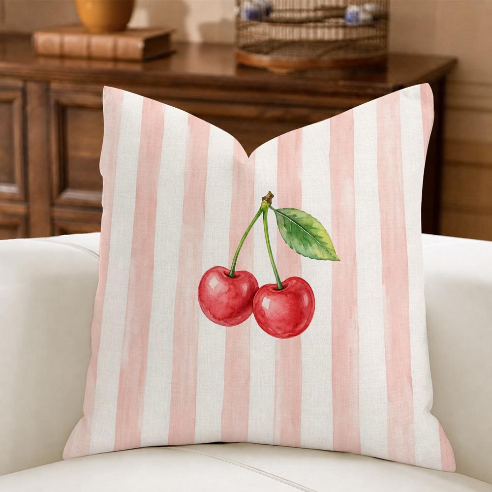 Modern Minimalist Striped Lemons Cushion Cover Natural Breathable Durable Linen Printed Decor Pillow Case Sofa Bedroom