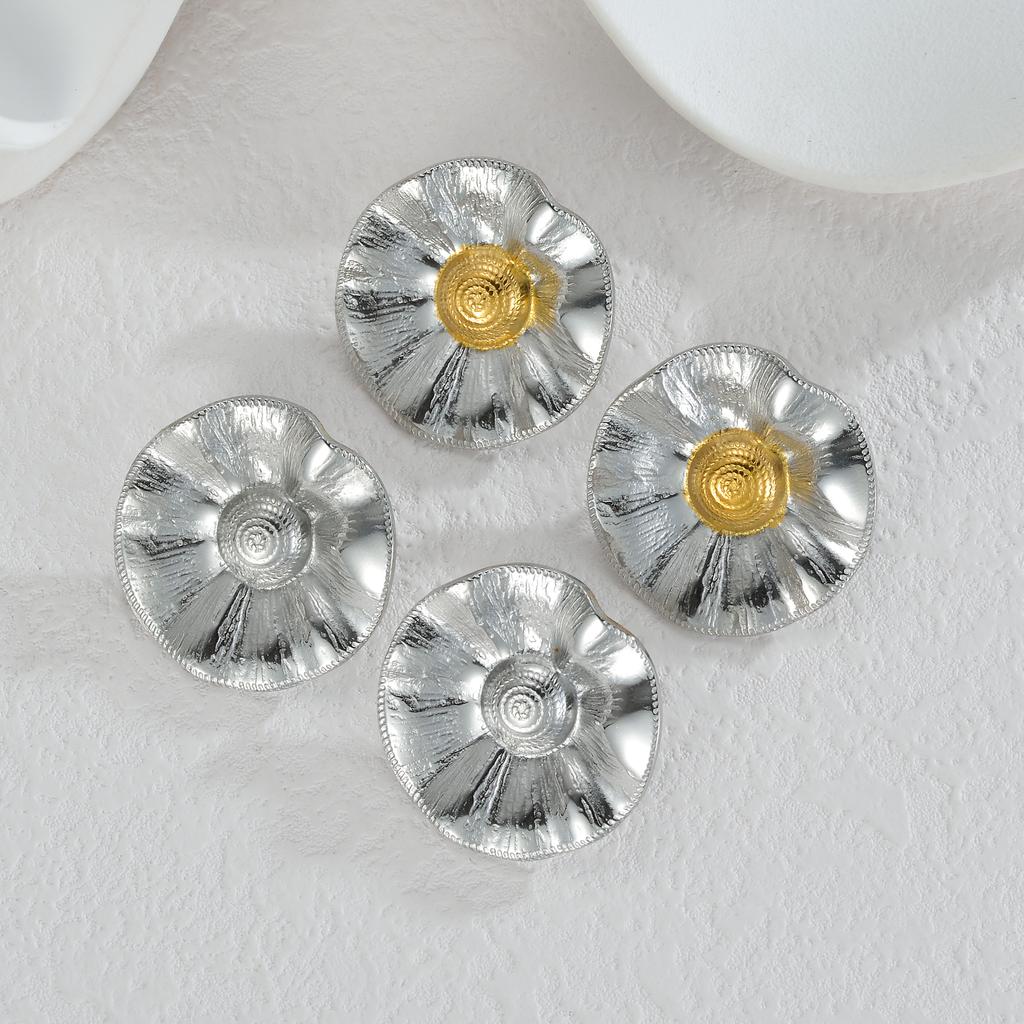 Atoztide Multiple Styles Exaggerated Flowers Earrings for Women Stainless Steel Irregular Double Color Stud Earring Jewelry Gift