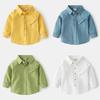 Boys' Candy Color Long Sleeve Shirt - Soft, Casual, Thin Outerwear for Spring and Autumn