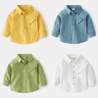 Chemise à Manches Longues Couleur Bonbon pour Garçons - Douce, Décontractée, Vêtement d'Extérieur Fin pour le Printemps et l'Automne
