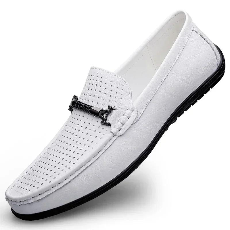 Fashion Fashion Mens Genuine Leather Shoes New Arrival Casual Shoes Business Men Slip-on Shoes All-Match Loafers Handmade Driving Flats