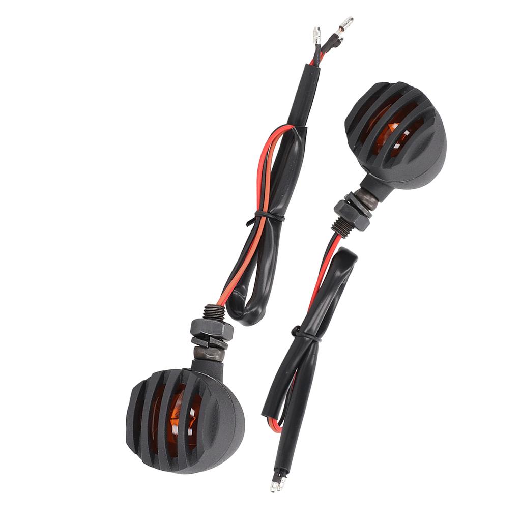 Pair Motorcycle Turn Signal Light with Grill Cover 3 Wires Retro 10mm Installing Hole Universal Replacement