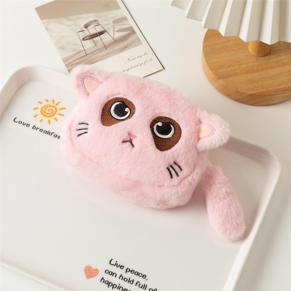 Gift Cat Shape Coin Purse Soft Plush Zipper Closure Earphone Keychain Bag Cute Mini Lipstick Pouch for Kids