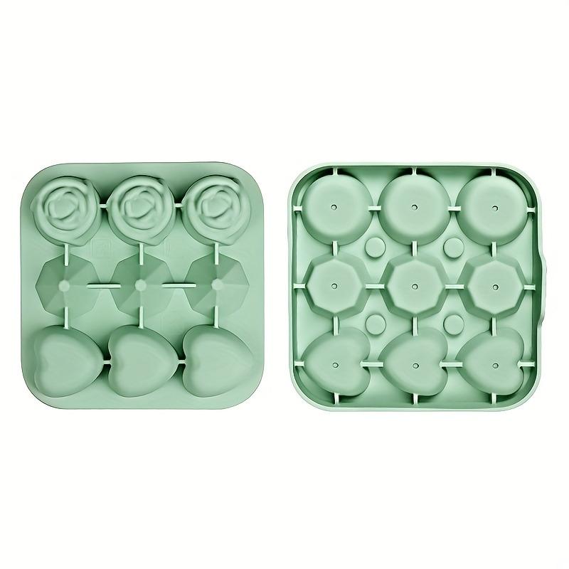 Silikon-Eiswürfelform mit 9 Fächern und Trichter, in Herz- und Diamantform, für Cocktails, Whiskey und Getränke