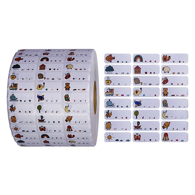 Custom Self-adhesive Cute Cartoon Name Tags Waterproof Writable Label Stickers for Children School Stationery Student Kid Person