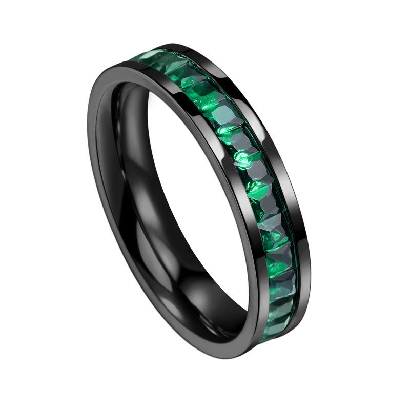 Zirconia Starry Sky Square Diamond Titanium Steel Women's Ring
