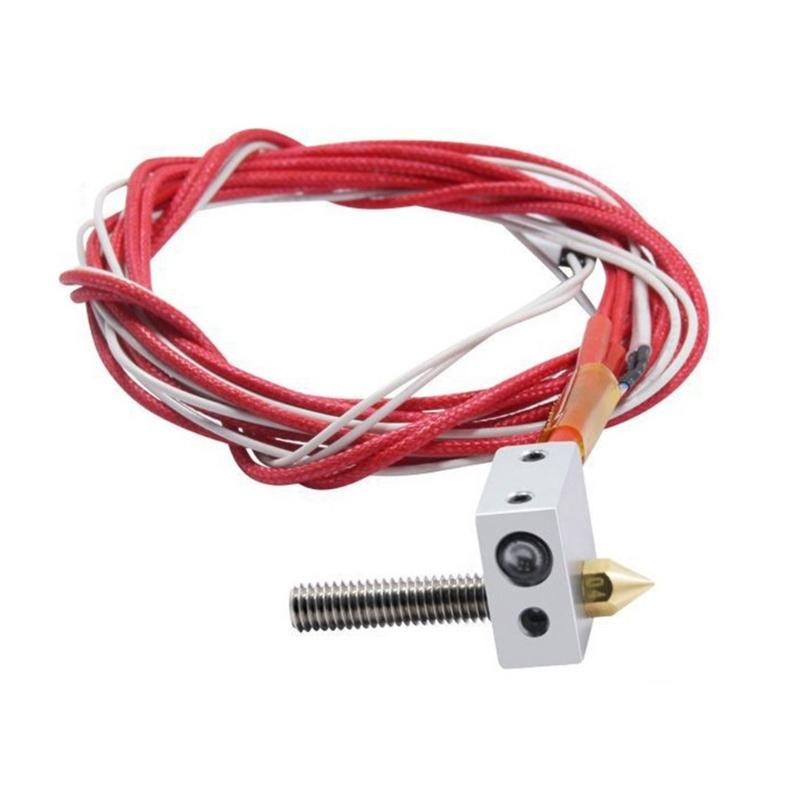 

MK8 Hot End Extruder Nozzle Kit 0.4mm for 3D Printer Assembled Extruder Kits 1.75mm Throat Tubing Aluminum Heater Block 1