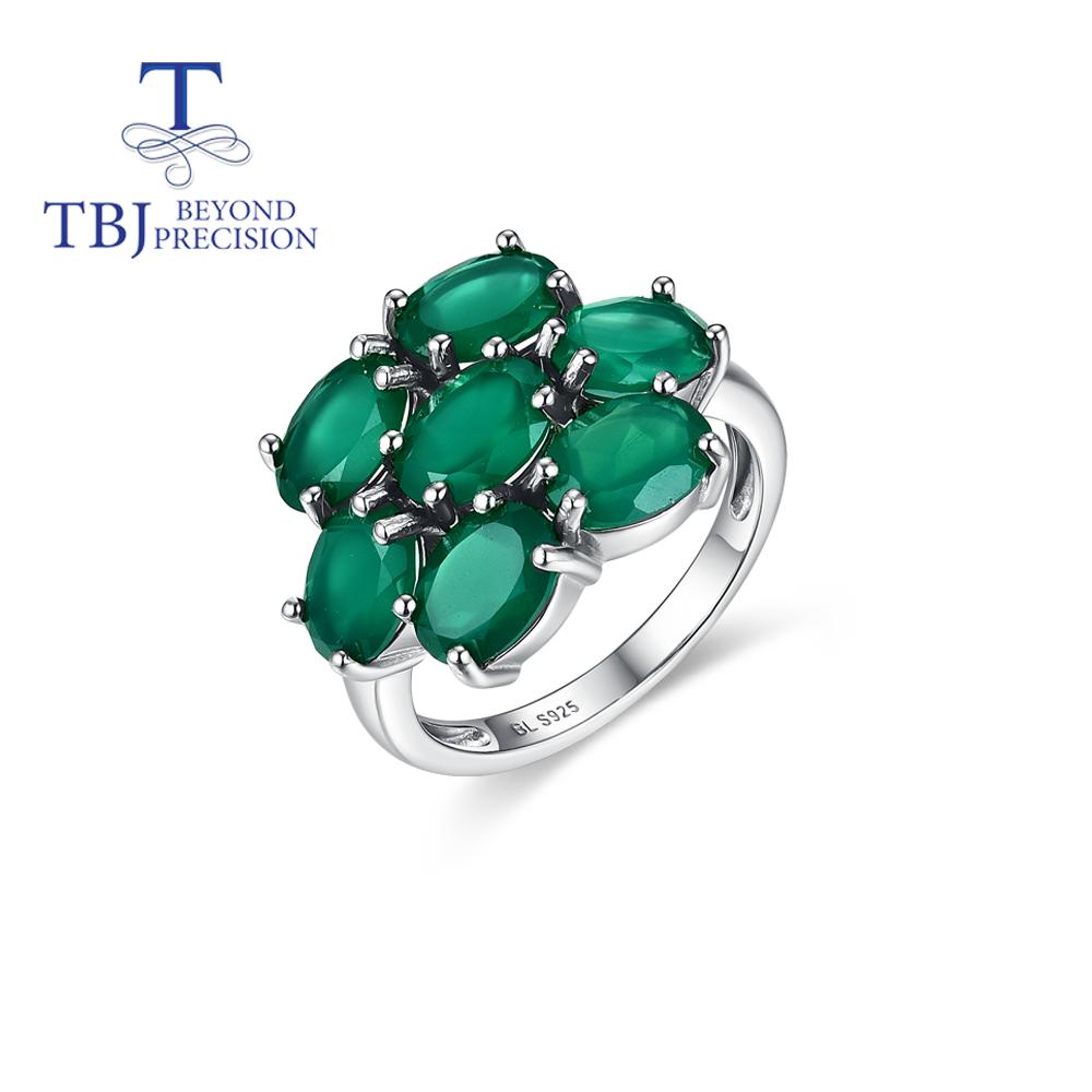 Natural Green Agate Gemstone Jewelry Set 925 Sterling Silver Earrings Silver Rings for Women Wife Nice Gift