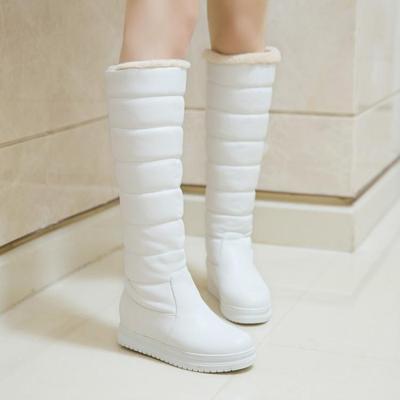 Fashion New Sweet Long Snow Boots for Women Fashion Wedges Heels Knee High Warm Boots Ladies  Height Increasing Winter Fur Boots