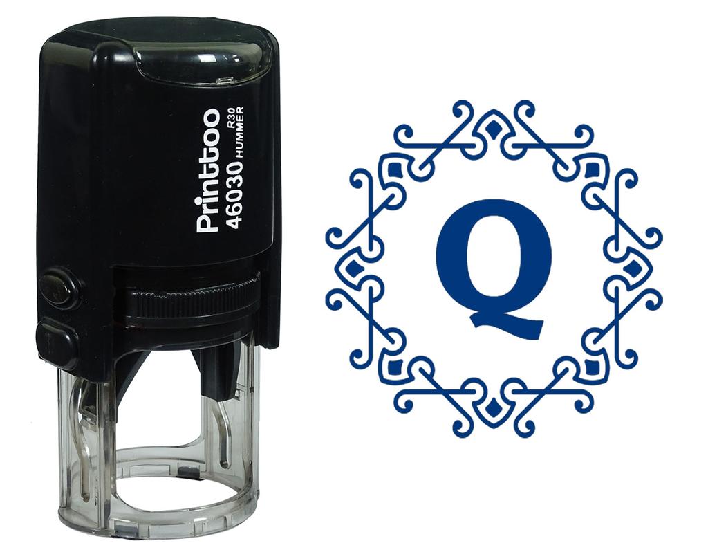 Printtoo Alphabet Q Monogram Octagon Celtic Swirl Frame Self Inking Rubber Stamp Office