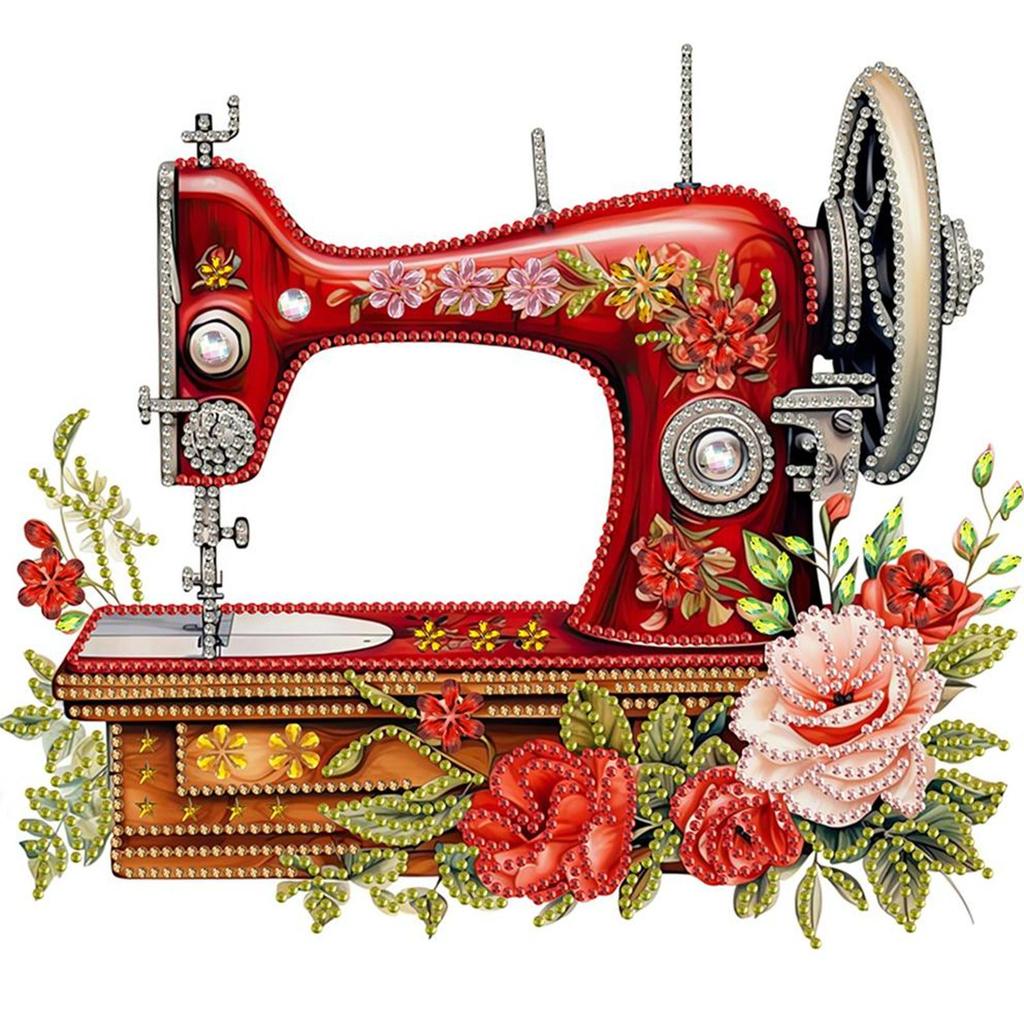 Sewing Machine Partial DIY 5D Special Shaped Drill Diamond Art Kits for Adults/Beginners Gift Idea Home Wall Decor 30x30cm