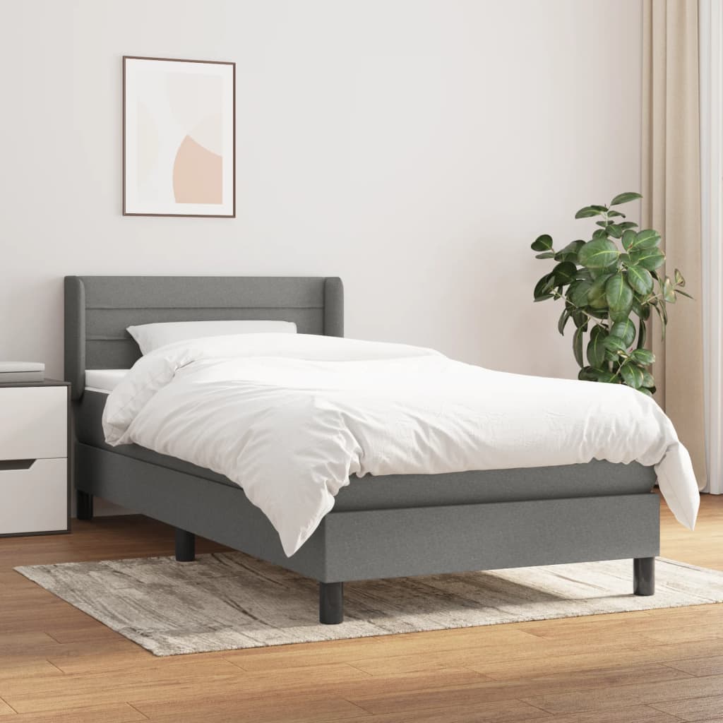 Box Spring Bed with Mattress Dark Gray 90x190 cm Fabric