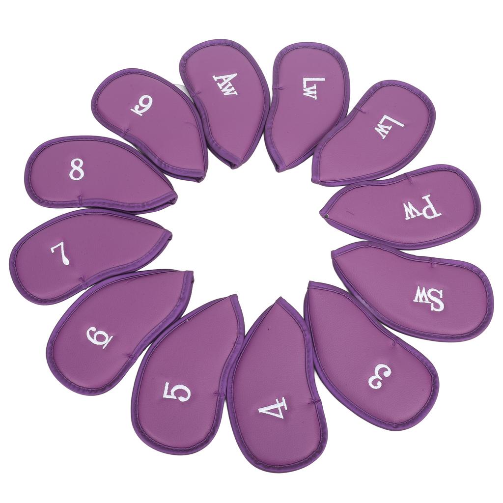 12Pcs Golf Iron Covers Set with Numbers Soft Protective Golf Head Cover Protective Headcover for Court Exercise Purple