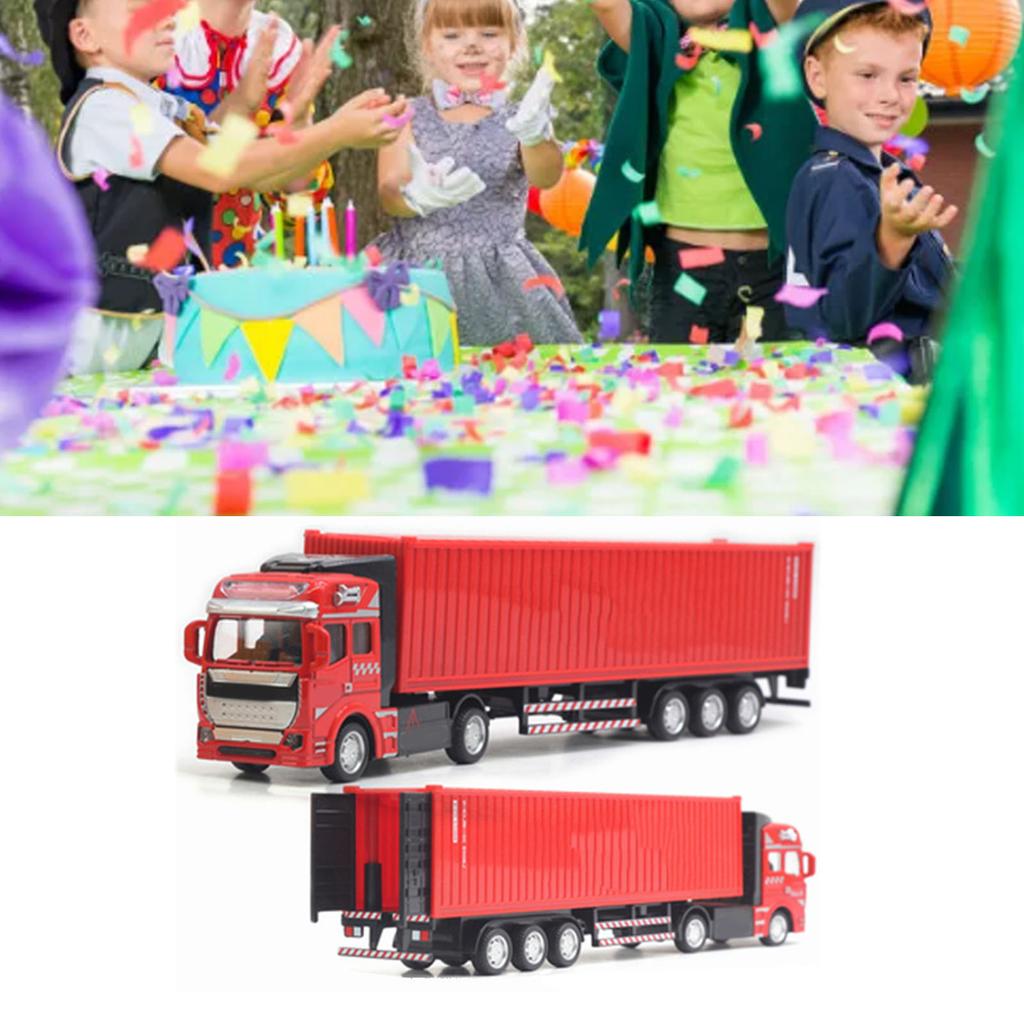 Pull Back Container Truck Toy High Simulation Plastic Alloy Container Truck Model for Boys Girls Children Gift