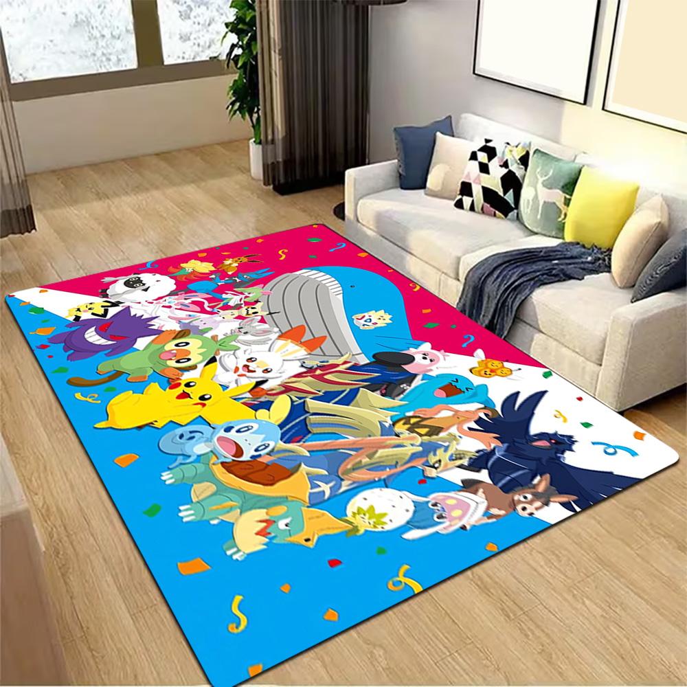 Pokemon Go Pikachu Poster Decoration,Carpet,Living Room,Bedroom, Non-slip,Square rug