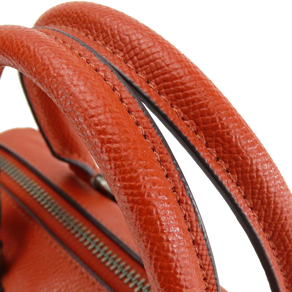 Used COACH Handbag Mini Boston F26146 leather Red pink Check Pattern