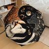 1pc Yin-Yang Wolves Blossoms Moon Umbrella with Plastic Handle,Suitable for All Seasons Home Travel Outdoor UmbrellaDD972