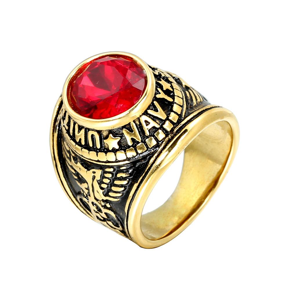 Militärischer Titanstahlring für Herren Trendy Edelstein-Inlay Stilvoller Unisex-Schmuck Geschenk