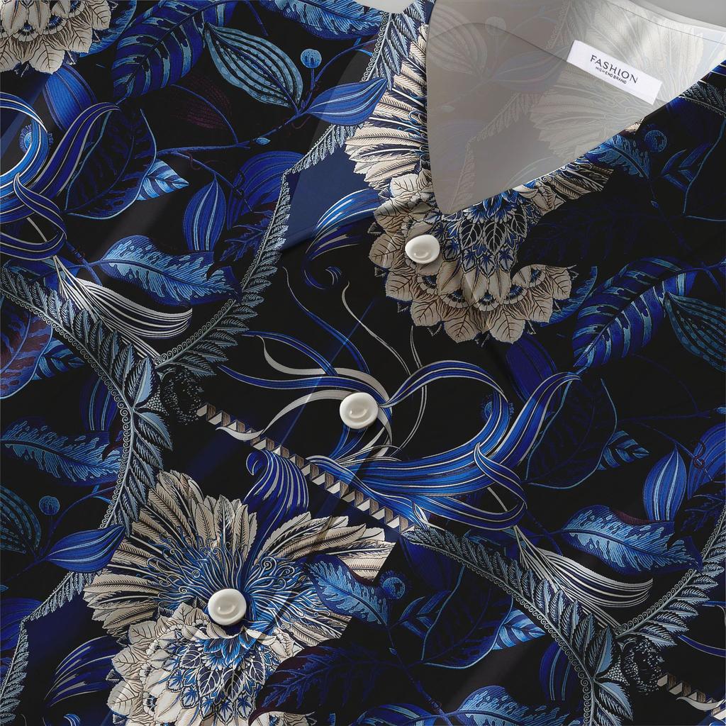 Men'S Shirt Summer Flower Fashion Casual Short Sleeve Flower Shirt Men'S