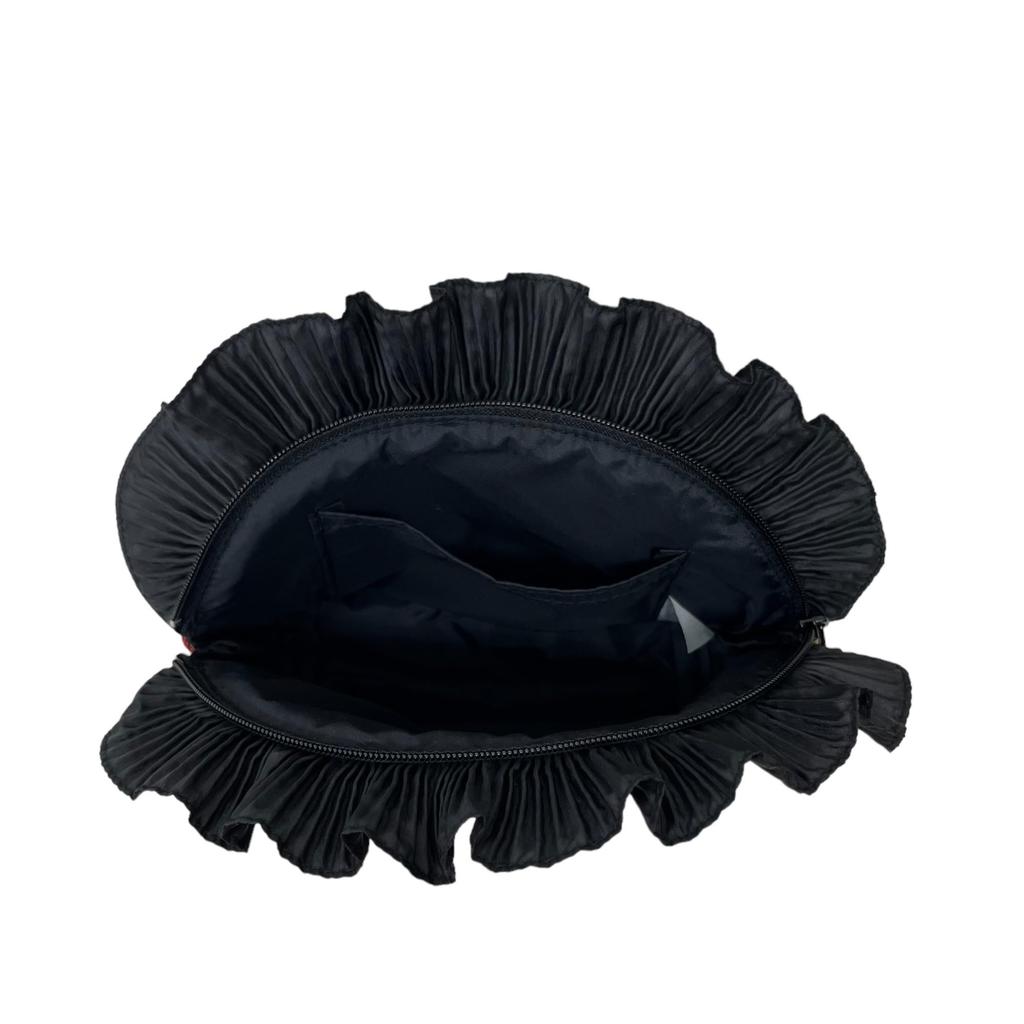 Frilled Made in Japan Ballerina Pouch, Gobelin, - - (Black Ballerina/Red Dress) "Belle Blanche"