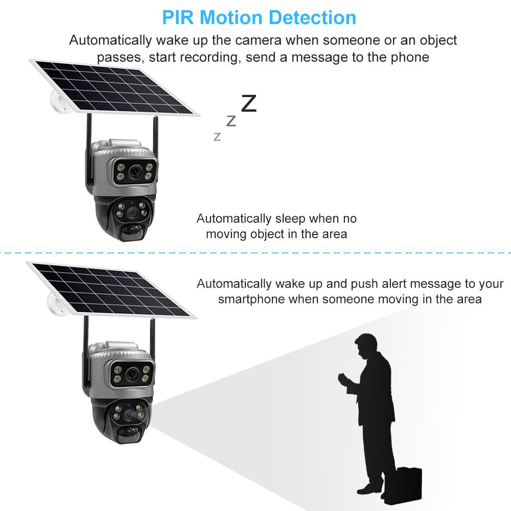 Single/Binocular Solar Surveillance Camera WiFi/4g Wireless Connection Waterproof Night Vision High-definition Security Monitoring