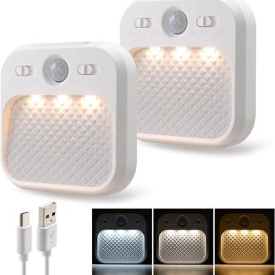 Led Night Light with Motion Detector 2 Pack, Cabinet Light Dimmable with Timer Function, Staircase Lighting 3 Color Temperature 3000/4500/6000K,