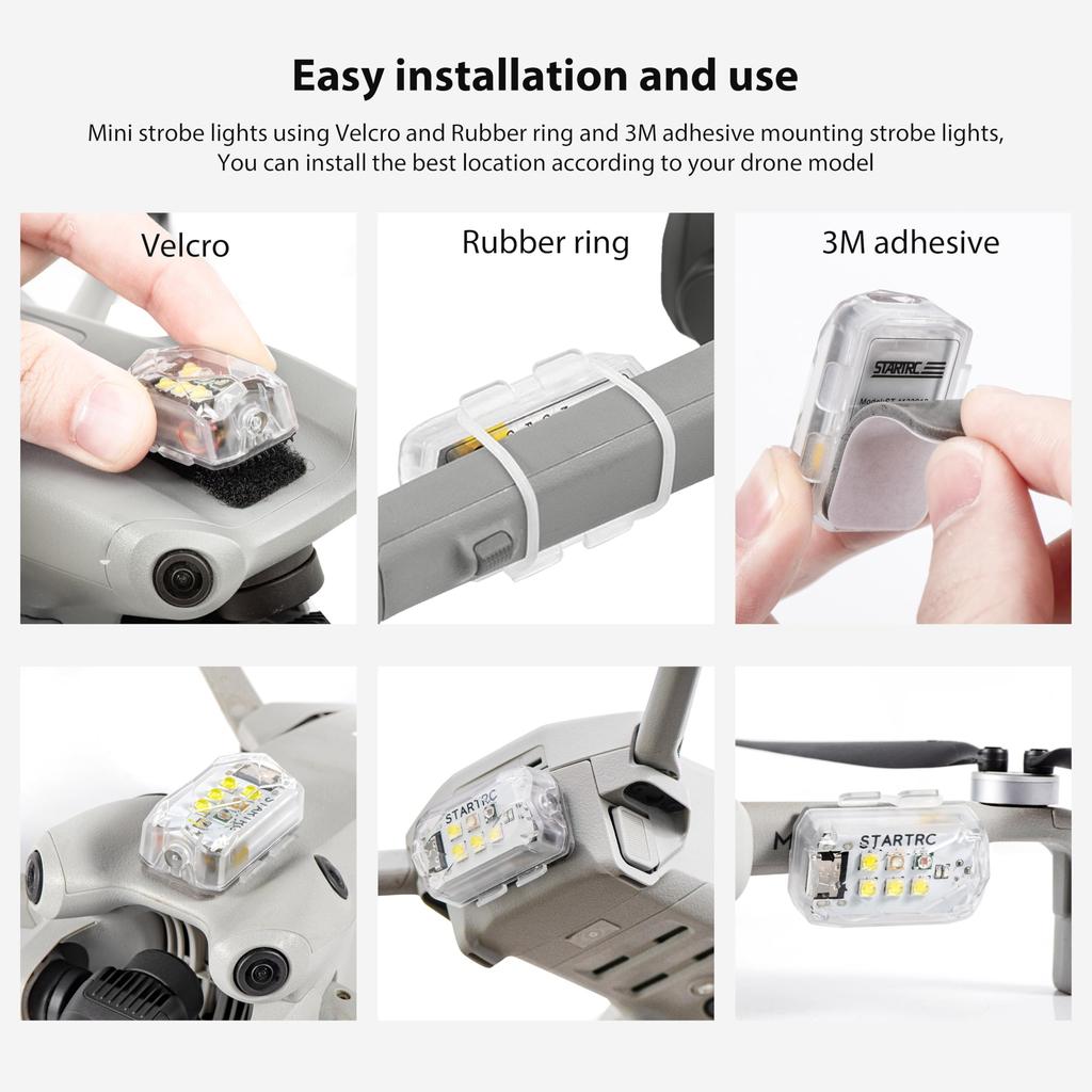 STARTRC Drone Strobe Light, Anti-Collision Light, FAA Rechargeable Flash LED Lamp Light for Night Flight, Compatible with Mini 4 Pro, Air 3, Mavie 3,