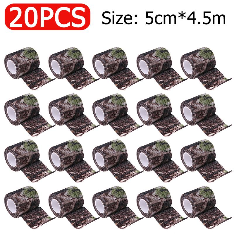 5-20pcs Outdoor Hunting Camouflage Blind Tape Self-adhesive Elastic Bandage Waterproof Wraps Tactical Non-woven Protective