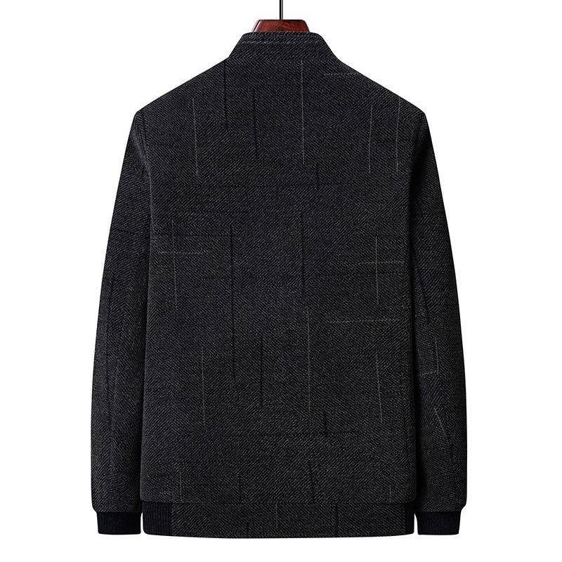 Men's Chenier Stand-up Collar Middle-aged Jacket Spring and Autumn New Men's Clothing Dad Business and Leisure Outside