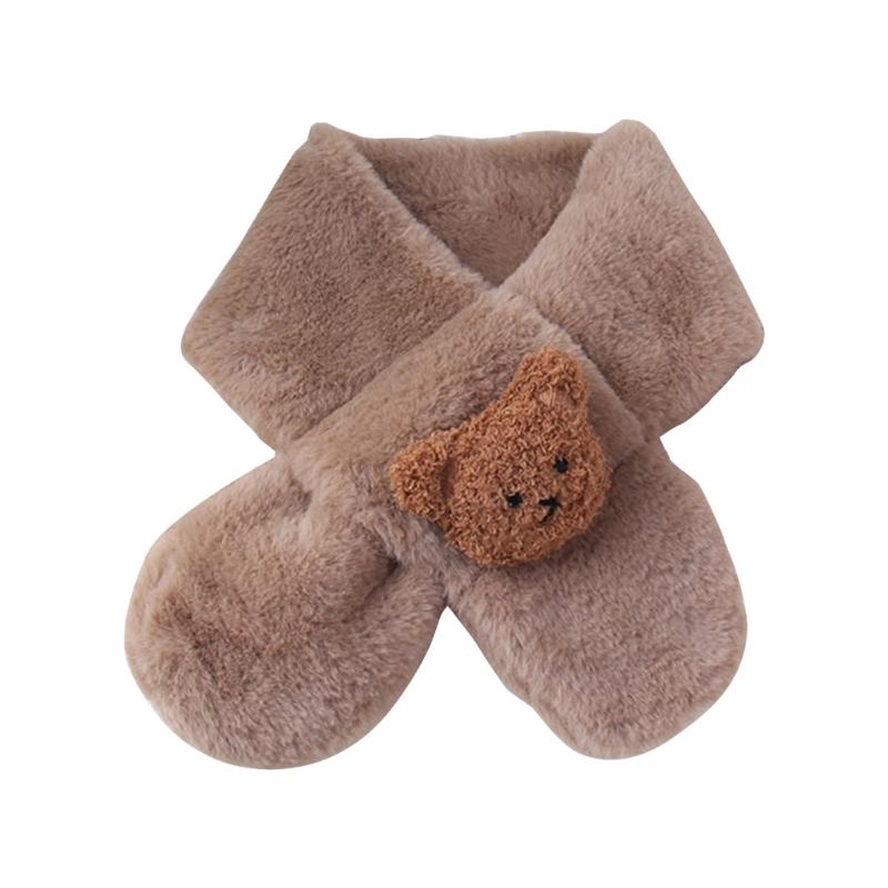 

Теплый детский шарф с мультяшным узором медведя, длинный шарф-муфта, ветрозащитный шейный платок, повседневная грелка для шеи для активного отдыха кофейный