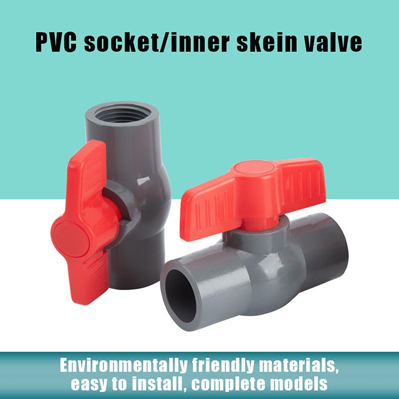 20~50mm Grauer PVC-Rohrgewindeverbinder Direkter Winkelstück T-Stück Bewässerungsverbinder Wasserversorgungsrohradapter Aquarium-Tank-Verbinder Kugelhahn
