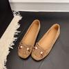 Suede Round-toe Shallow-mouth Tassel Slip-on Soft-sole Anti-slip Wear-resistant Low-heel Single