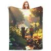 Cartoon Mines Pixel Game Crafts Flannel Blanket Super Warm Throw Blanket for Home Decor Decorative Street Trend Bedspread