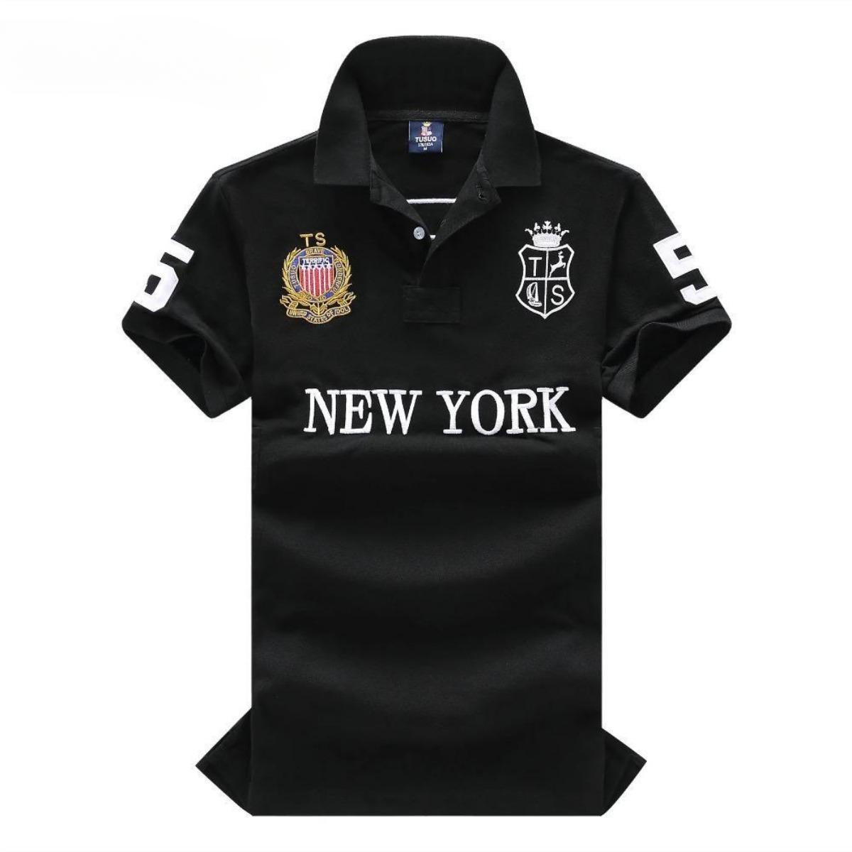 

RogueWave Новые летние мужские рубашки поло Отличный дизайнерский оригинал НЬЮ-ЙОРК Вышивка Короткий рукав Повседневные Спортивные Свободные рубашки S