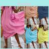 Robe Longue Mode Femme Élégante Manches Courtes Couleur Unie Décontractée Bohème Kaftan