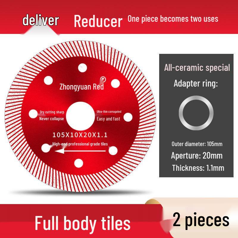 Zhongyuan Red Diamond Tile Cutting Blade for Chip-Free Dry Cutting of Vitrified and Porcelain Tiles