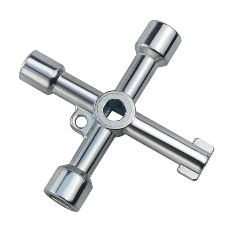 6 In 1 Galvanized Crossing Key Wrench For 5.3mm 6mm 8mm Square 9mm Triangular 7mm Hexagonal 5.7mm Round Holes Zinc Alloy Multiple Tool