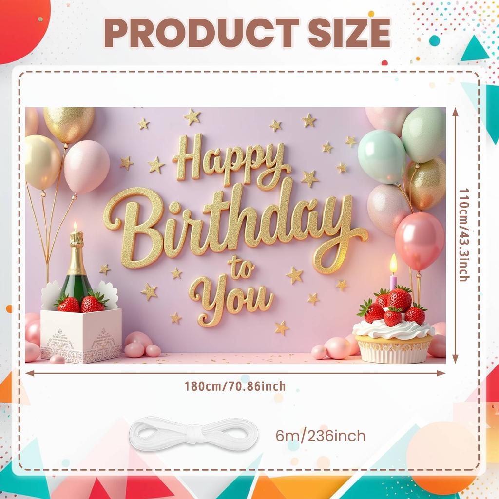 Happy Celebration Display Gold Gray Balloons Birthday Event Backdrop Birthday Party Backdrop Festive Party Decoration Banner