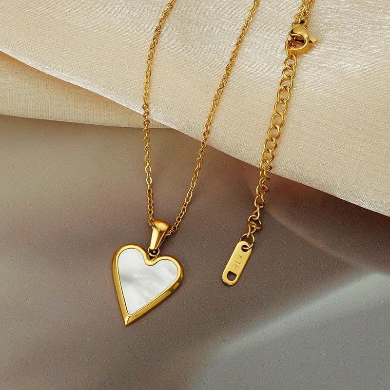 New Green Black Heart Dainty Necklace Gold Color Chain Choker For Pendant Stainless Steel Lady