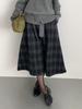 Vintage Woolen Plaid Academy Skirt - High Waist, Slimming Mid-Length Design for Casual Wear