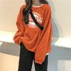 Support sweater women's thin loose round neck college style casual long sleeve alphabet jacket