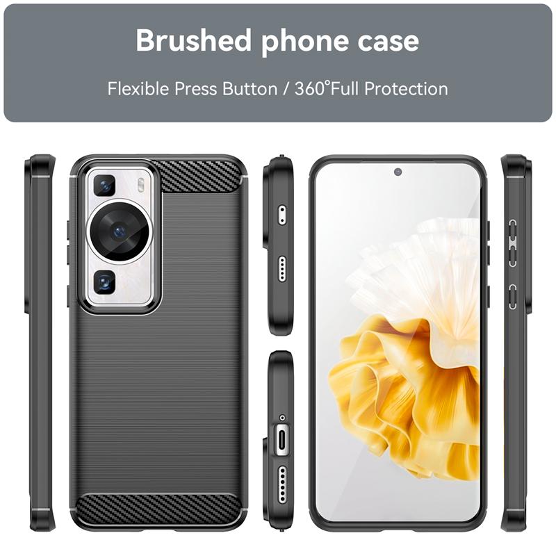 For Huawei P60 Pro Case Cover Huawei P60 Pro Capas New Phone Back Shockproof Bumper Soft TPU Carbon Fiber Cover Huawei P60 Pro