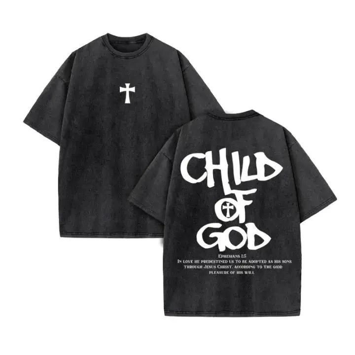 Christian Unisex Women Washed Graphic Print T Shirt Version Casual T Shirt Cotton Christian Vintage T Shirt Harajuku Style