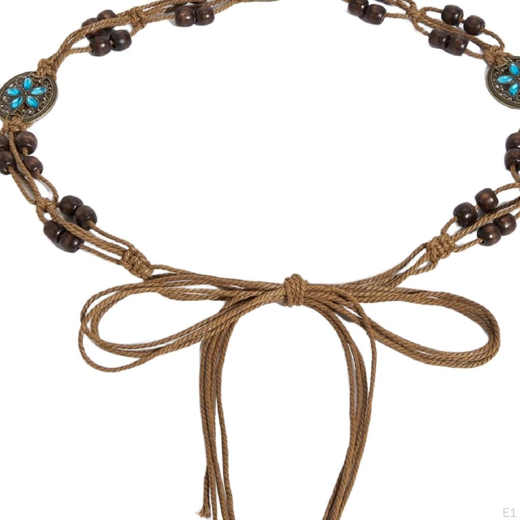 Boho Belt Elegant Wooden Beads Women Waistband for Shirts Anniversaries Weddings