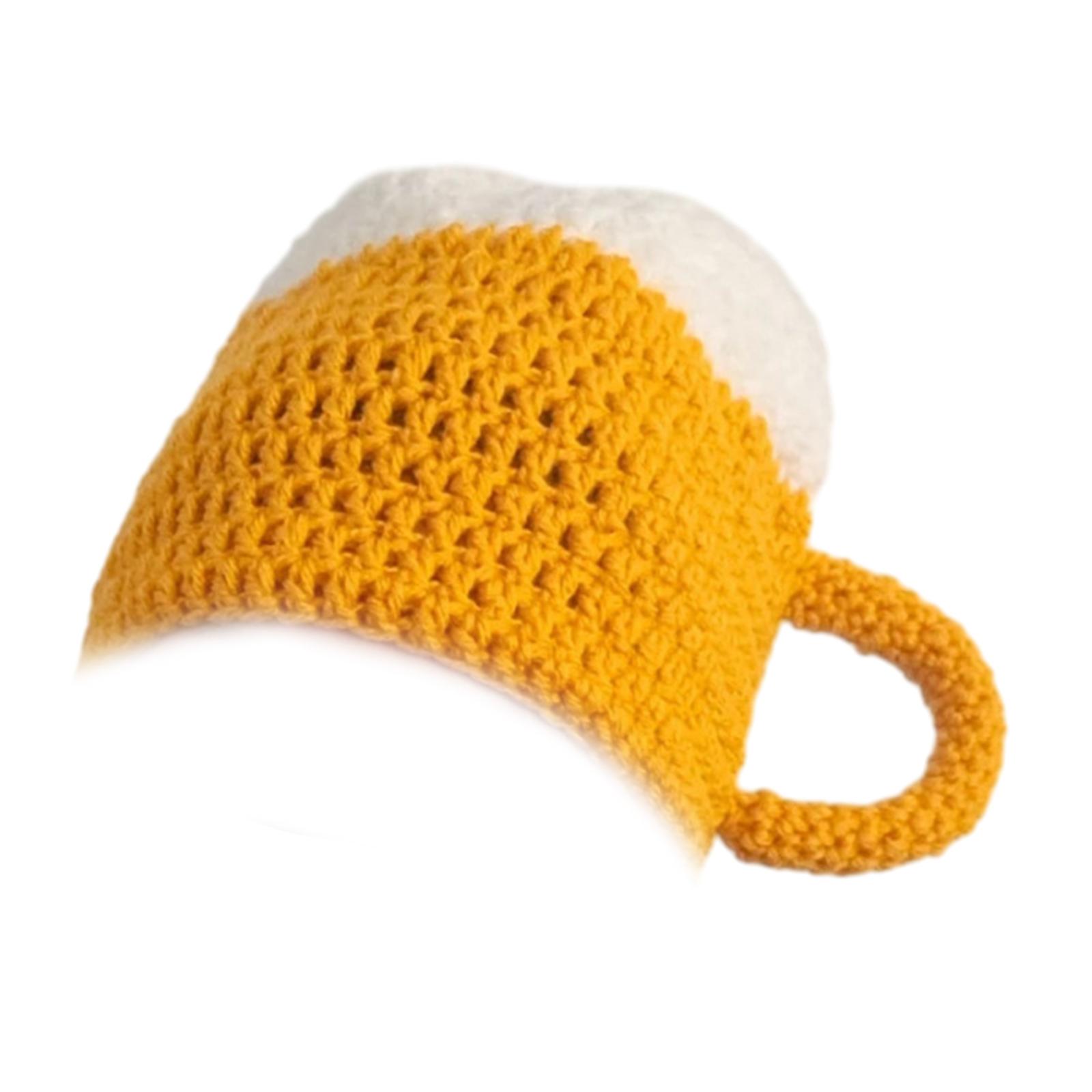 

Funny Beer Mug Beanie Hat Handmade Knit Skull Hat for Skiing Hiking Universal Windproof Outdoor Activity Hat Headwear B