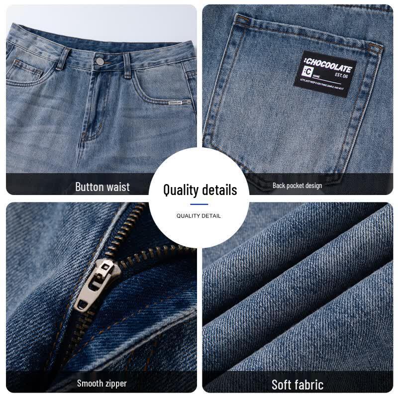 CHOCOOLATEi.t Unisex Distressed Washed Loose Straight Jeans