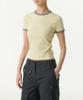 MUSINSA STANDARD WOMAN Women'S Slim Crew Neck Ringer T-Shirt [Lemon/Grey]